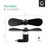 CELLONIC USB C telefonvifte for smarttelefon, mobiltelefon, nettbrett, Switch – Søt og kraftig Type C OTG vifteplugg – Mini, bærbar reisefvifte – svart