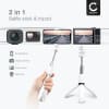 2-in-1 Selfie Stick and Tripod - 1m Long Extendable Telescopic Monopod with Wireless Bluetooth Remote Control for Mobile Phones, Cameras, iPhone, GoPro - White