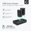 2x Batteri for Sony A7 IV, A7C, A6700, A6600, A7S III, Alpha 1, A9, Alpha 7R III, 7R V Kameraer 2040mAh + Dobbel Lader fra CELLONIC