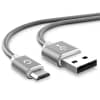 Micro USB Aluminium-Nylon, (2.4A) grigio