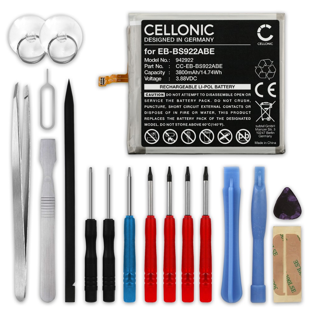 Batteri til Samsung Galaxy S24, SM-S921B, SM-S9210, SM-S921W, SM-S921U, SM-S921N, SM-S921Q, SM-S921D, SM-S921J, EB-BS922ABE EB-BS922ABE (3800mAh, 3.88V) + Verktøy fra CELLONIC