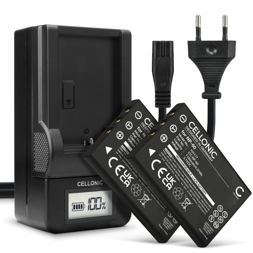 2x Batteri för Medion Life E47001 E47001 E47006 P47000 P47002 P47003 P47005 P47006 X47015 MD 41856 1180mAh + Laddare från CELLONIC