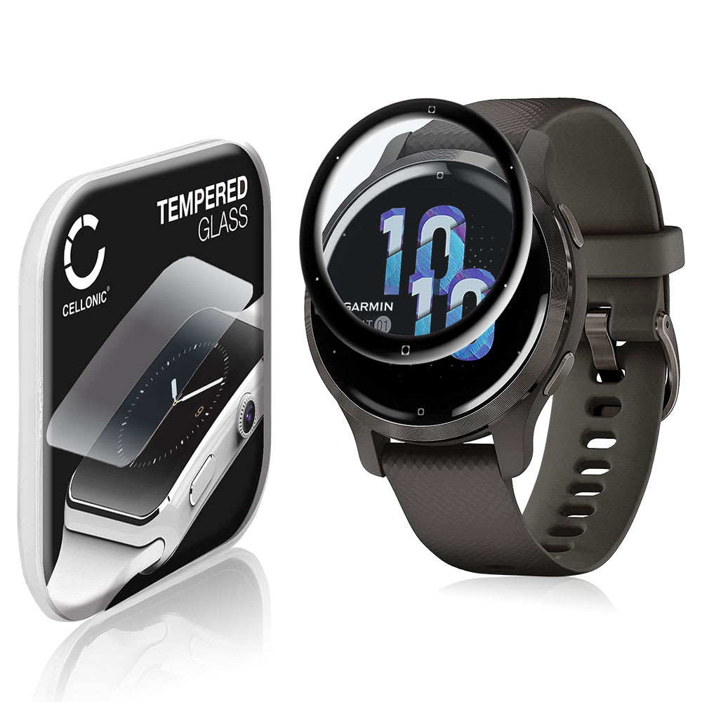 Screenprotector compatibel met Garmin Venu 2S smartwatch (3D Full Cover, 9H, 0,33mm, Full Glue) fitness