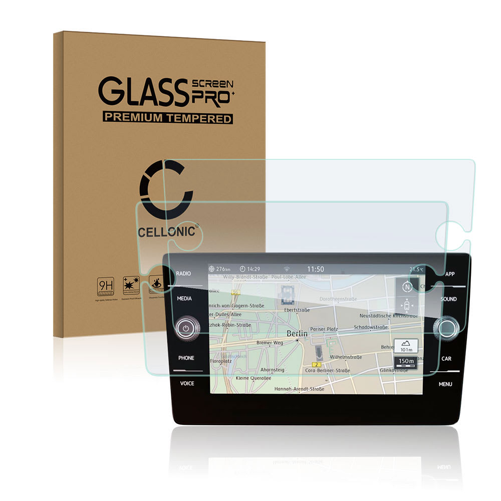 2x Protection d'écran en verre pour GPS Volkswagen Discover Media (2020) (Arteon Golf 7 Polo Sharan Tiguan Touareg Touran) (2.5D, haute résistance 9H, 0,33mm, Full Glue)