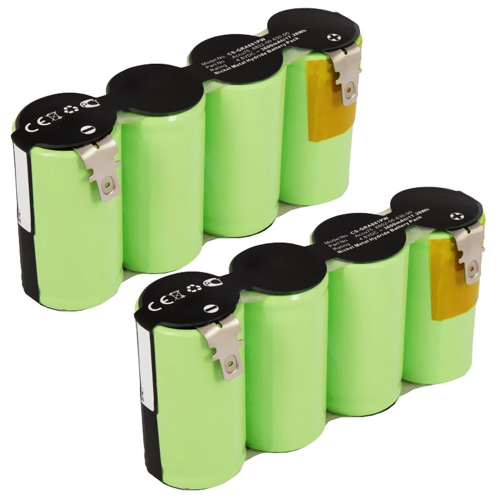 2x Batteria 8802-00.630.00 per attrezzo Gardena Accu75, Rasenkantenschere 8802/8816/ 8818 Affidabile batteria di ricambio da 3600mAh NiMH con ridotto effetto memoria per utensili Gardena