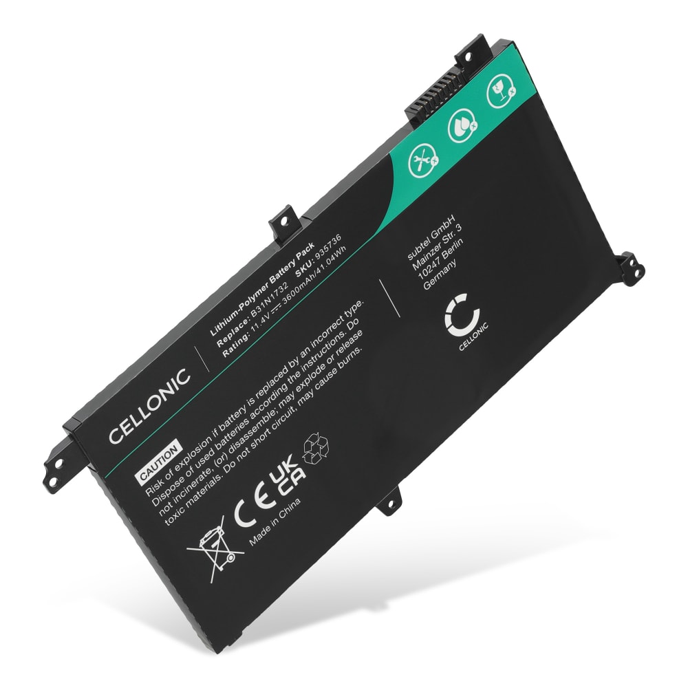 Batteri for ASUS VivoBook 15 X571, S14 S430, S14 X430UA, S14 S430FA, S14 X430UN, B31N1732 3600mAh fra CELLONIC