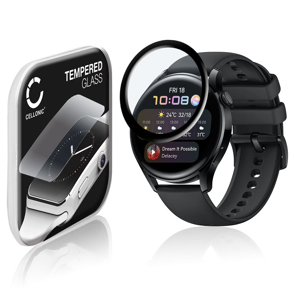 Skjermbeskytter glass Huawei Watch 3 - 46mm (3D Full Cover, 9H, 0,33mm, Full Glue) Herdet Glass