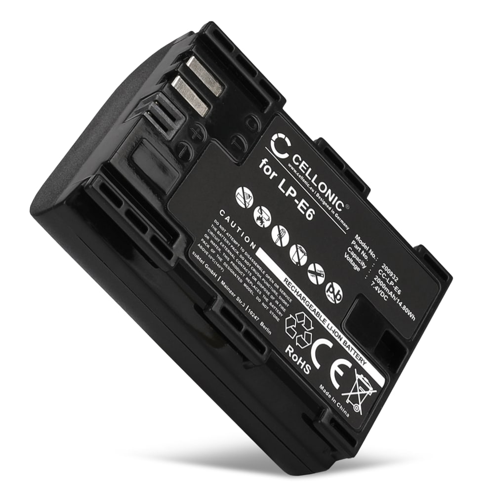 Battery for Canon EOS 90D, 5D Mark IV, 80D, 5D Mark II, 7D, 60D, 5DS R, LP-E6N - LP-E6 LP-E6N 2000mAh Replacement battery