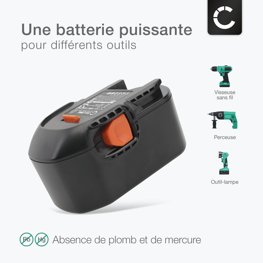 Batterie 14.4V pour AEG BSB14 C, BS 14 C,BS14 G2, BS 14 G2, BS 14 X,BSB ...