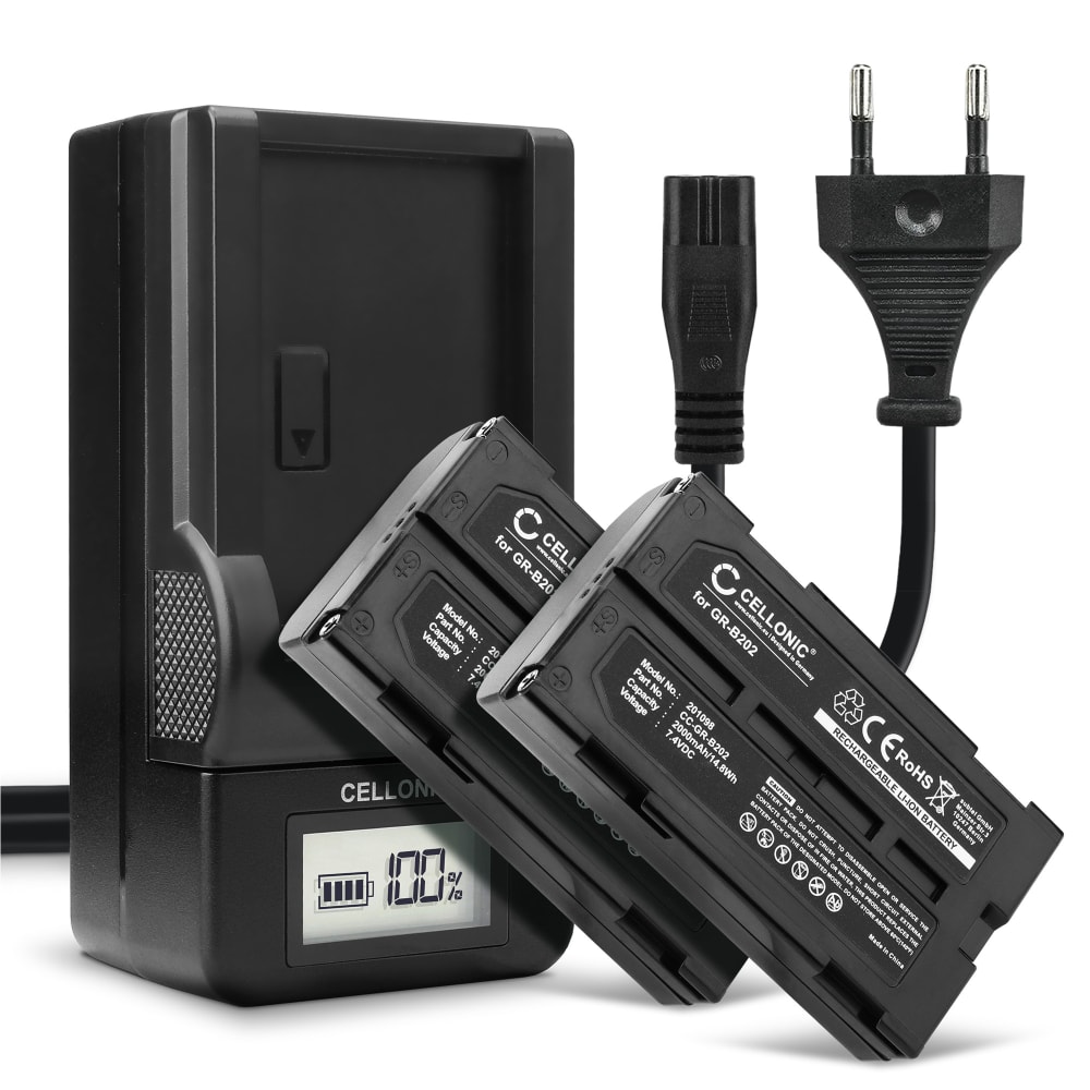 2x Batteri för Panasonic NV-DX1 NV-GS280 GS250 VM-H775 RCA Pro-V730 kamera med hög 2000mAh kapacitet + laddare för uppladdningsbara kamerabatterier