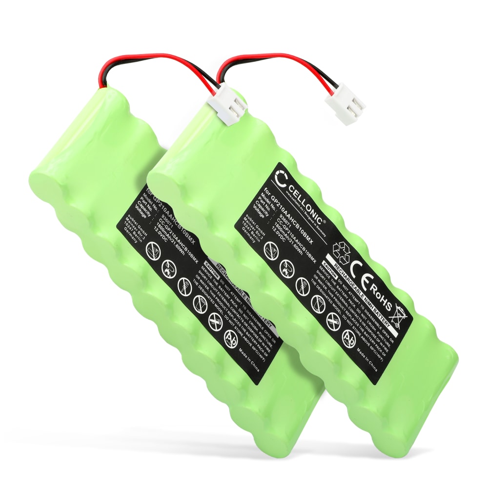 2x Batteri for Roto WDT-S RT2-SF Solar Funk G2/G3/G4 - 2412-3011, GP210AAHCB10BMX, GPRHC212B206 (1800mAh) reservebatteri