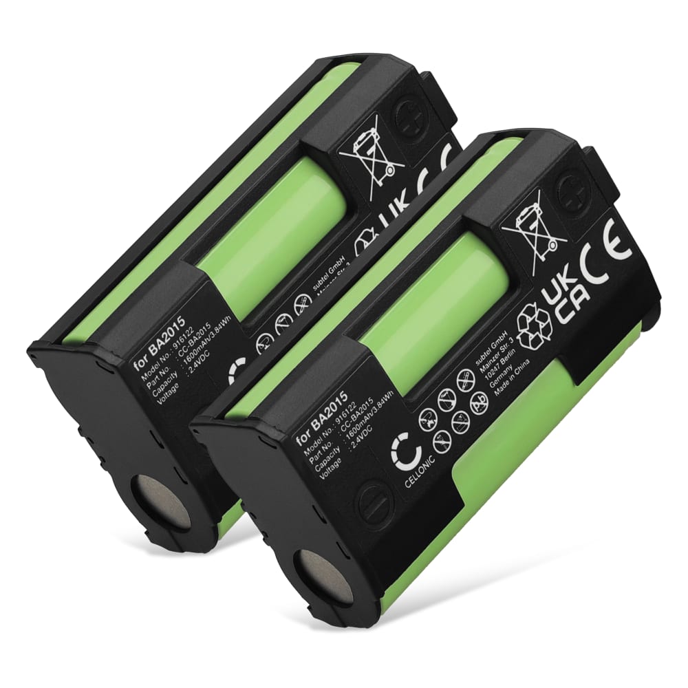 2x Batteri for Sennheiser ew100 SKM 100 SK 100, ew300 SKM 300, ew500 SK 500, SKM 2000, EK2000, SK 2000, BA 2015 1600mAh fra CELLONIC