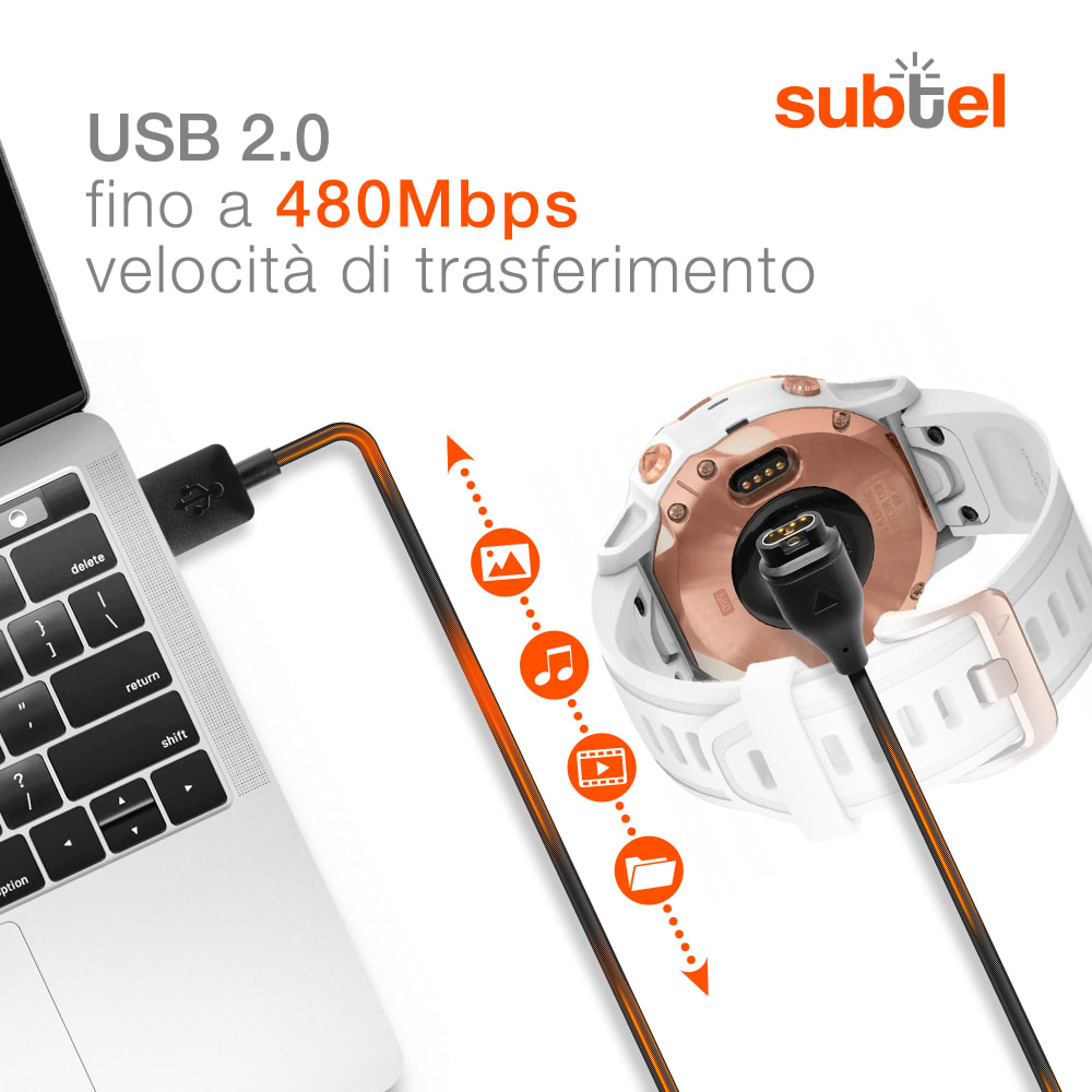 Cavo Di Ricarica Per Orologi Garmin - Design Angolato Con Protezione Antipolvere, 1 Metro - Foto 4