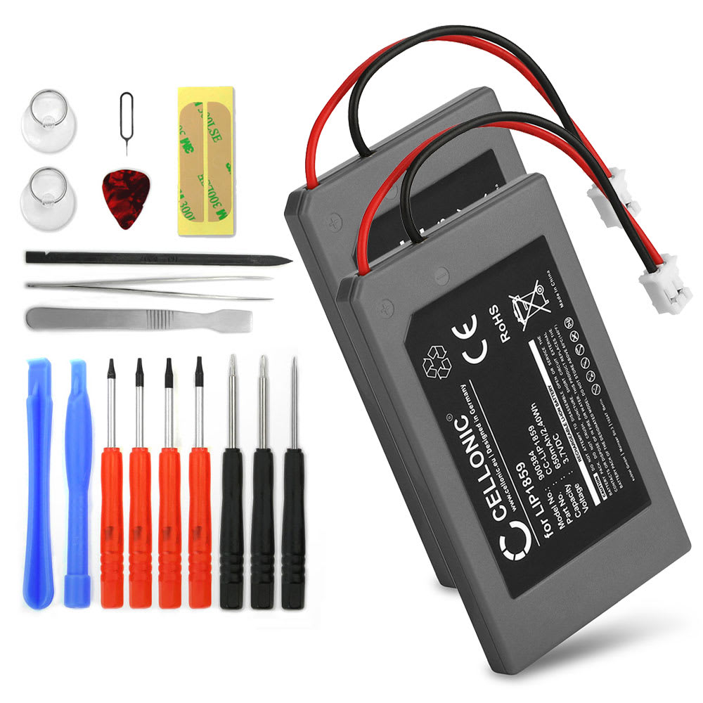 2x LIP1859,LIP1472 Battery for Sony PlayStation 3 SIXAXIS Controller (PS3 SIXAXIS CECHZC1E,CECHZC1H,CECHZC1J,CECHZC1U) Handheld Console Gaming Controller Battery Replacement - 650mAh 3.6V - 3.7V Lithium Ion + Tool-kit