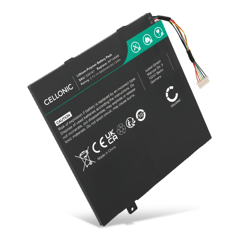 Batteri for Acer Aspire Switch 10, Aspire Switch 10E, Switch 11V, Iconia Tab 10, AP14A8M, AP14A4M 5600mAh 3.7V fra CELLONIC