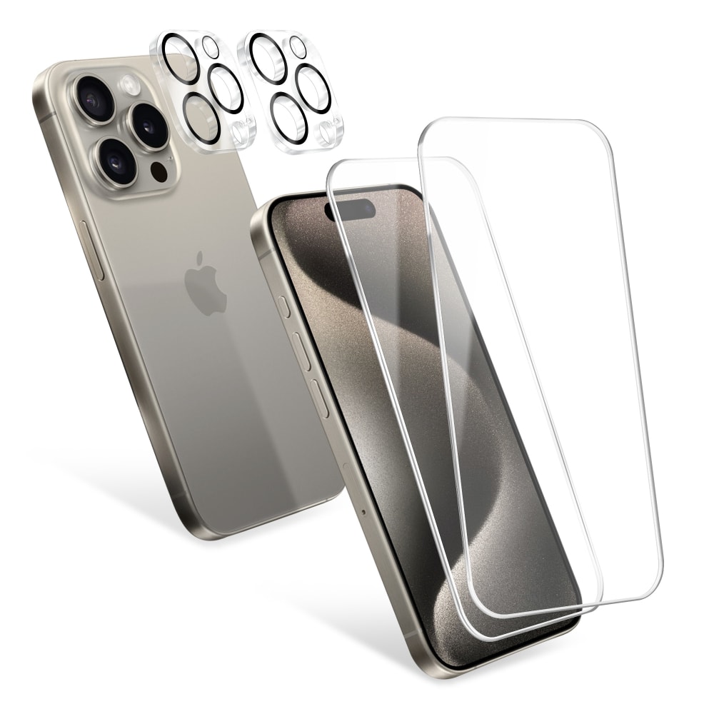 2x CELLONIC skjerm- og kamerabeskyttere til iPhone 15 Pro - 6,1