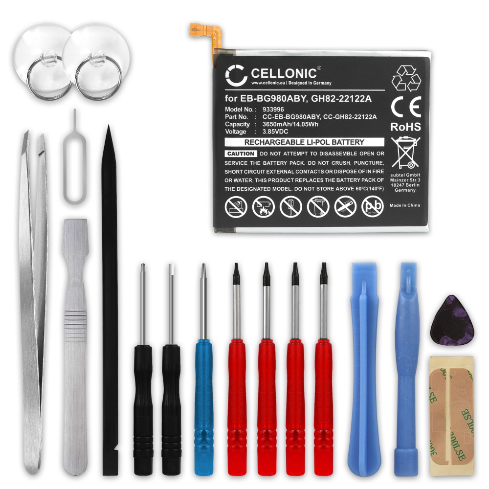 CELLONIC® Phone Battery Replacement for Samsung Galaxy S20 (SM-G980) + 17-Tool Phone Repair Kit - EB-BG980ABY 3650mAh