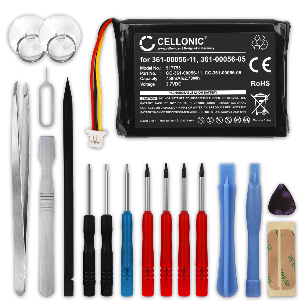 Batteri for Garmin Camper 770 LMT-D0 Nüvi 42 Nüvi 2689 2689LMT 750mAh + Verktøy fra CELLONIC
