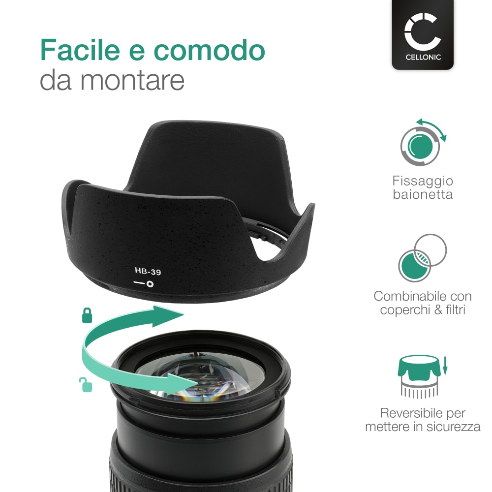Paraluce A Baionetta LH-DA18 Per Obiettivo Tamron 18-250mm E 18-270mm, Ricambio Originale, Protegge Da Urti E Bagliori