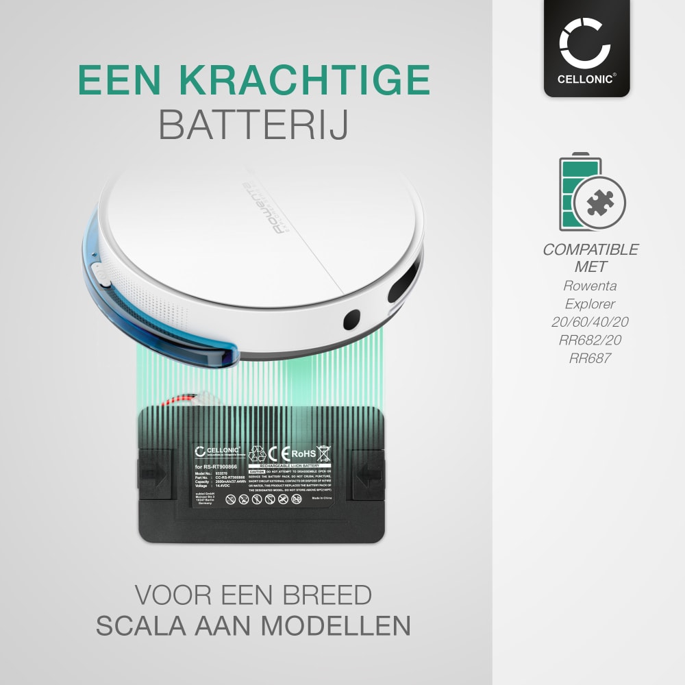 Batteria 2600mAh Per Aspirapolvere Rowenta – Compatibile Con Smart Explorer 20 RR687, RR682, Force Essential, Ricambio Ad Alta Capacità E Lunga Durata