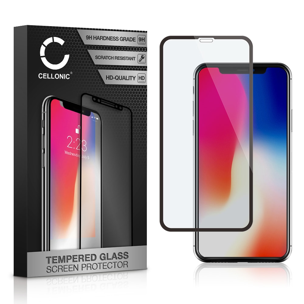 CELLONIC® Display Schutzglas kompatibel mit Apple iPhone 11 Pro / iPhone X / iPhone Xs Handyglas - 3D Full Cover 9H 0,33mm Full Glue schwarz - Handy Schutzfolie Displayschutz Glas Folie, Screen Protector Glass