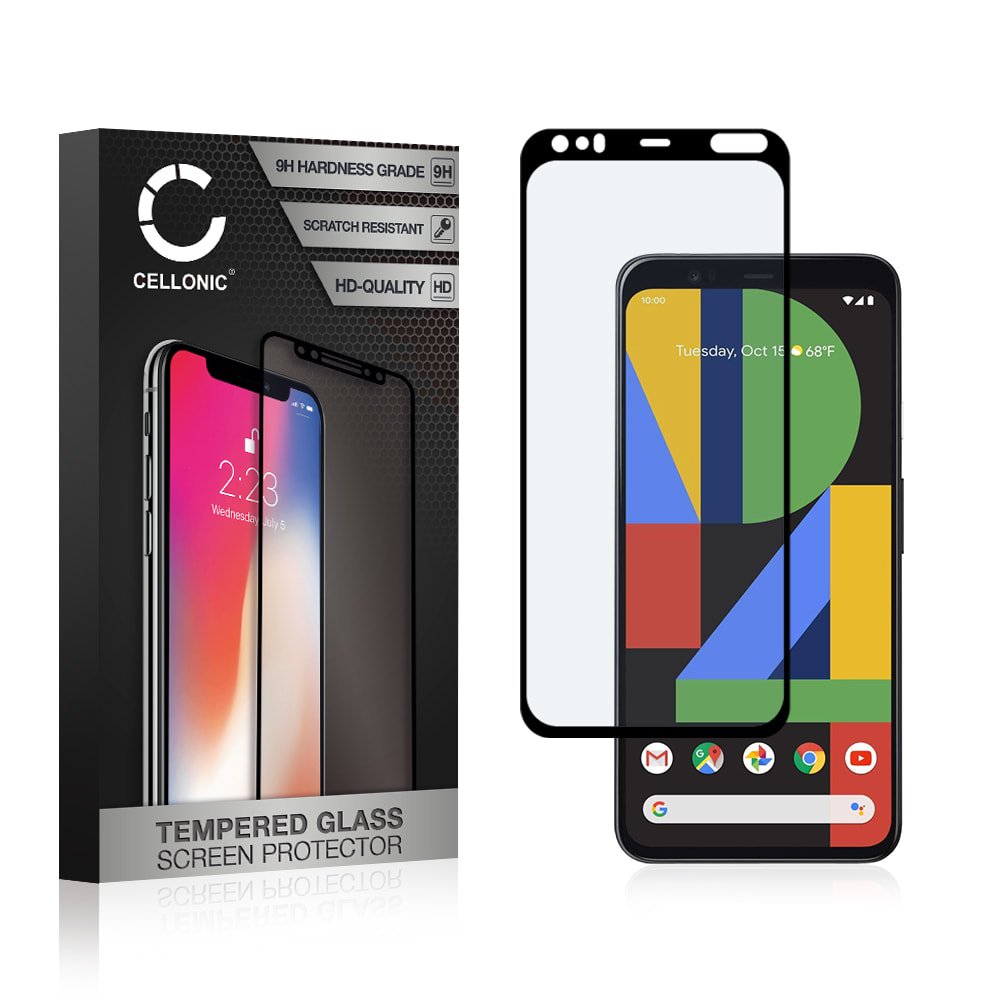 CELLONIC® Display Schutzglas kompatibel mit Google Pixel 4 Handyglas - 3D Case-friendly 9H 0,33mm Full Glue schwarz - Handy Schutzfolie Displayschutz Glas Folie, Screen Protector Glass