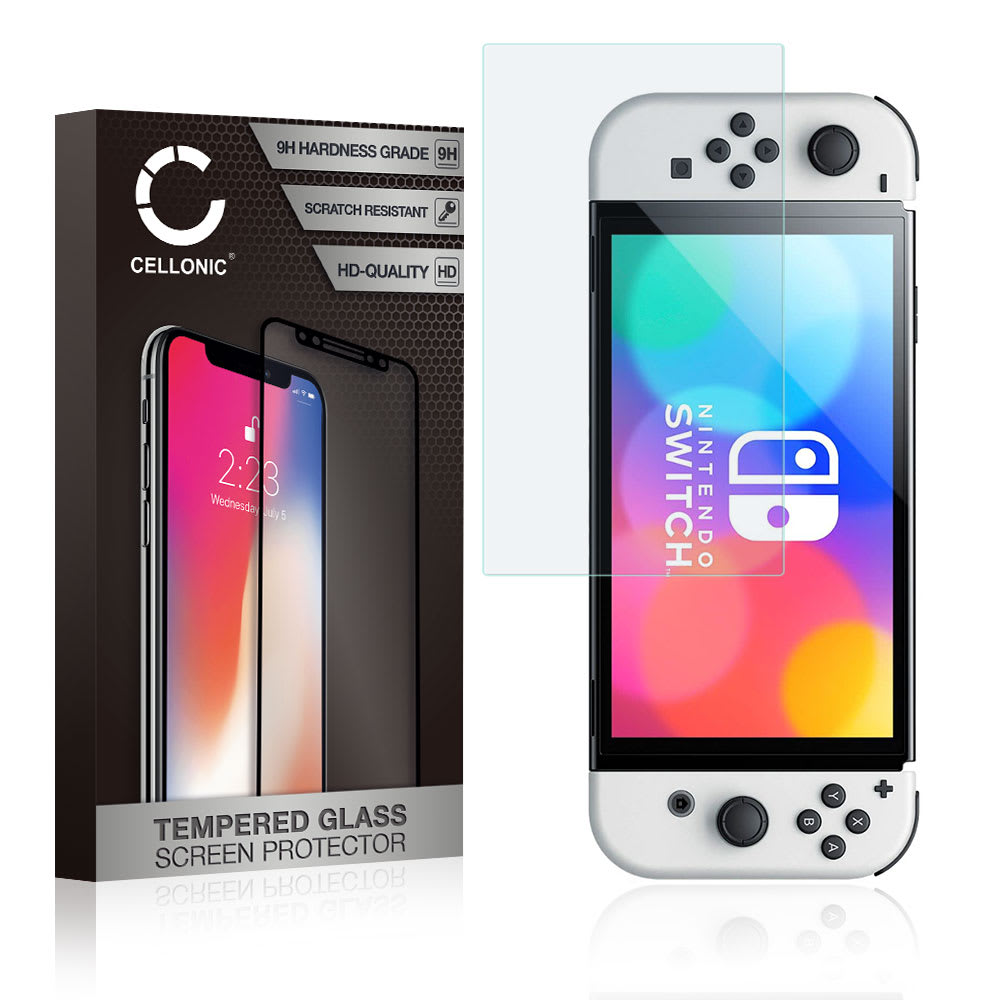 Protection d'écran en verre pour console Nintendo Switch OLED (2.5D, haute résistance 9H, 0,33mm, Full Glue)