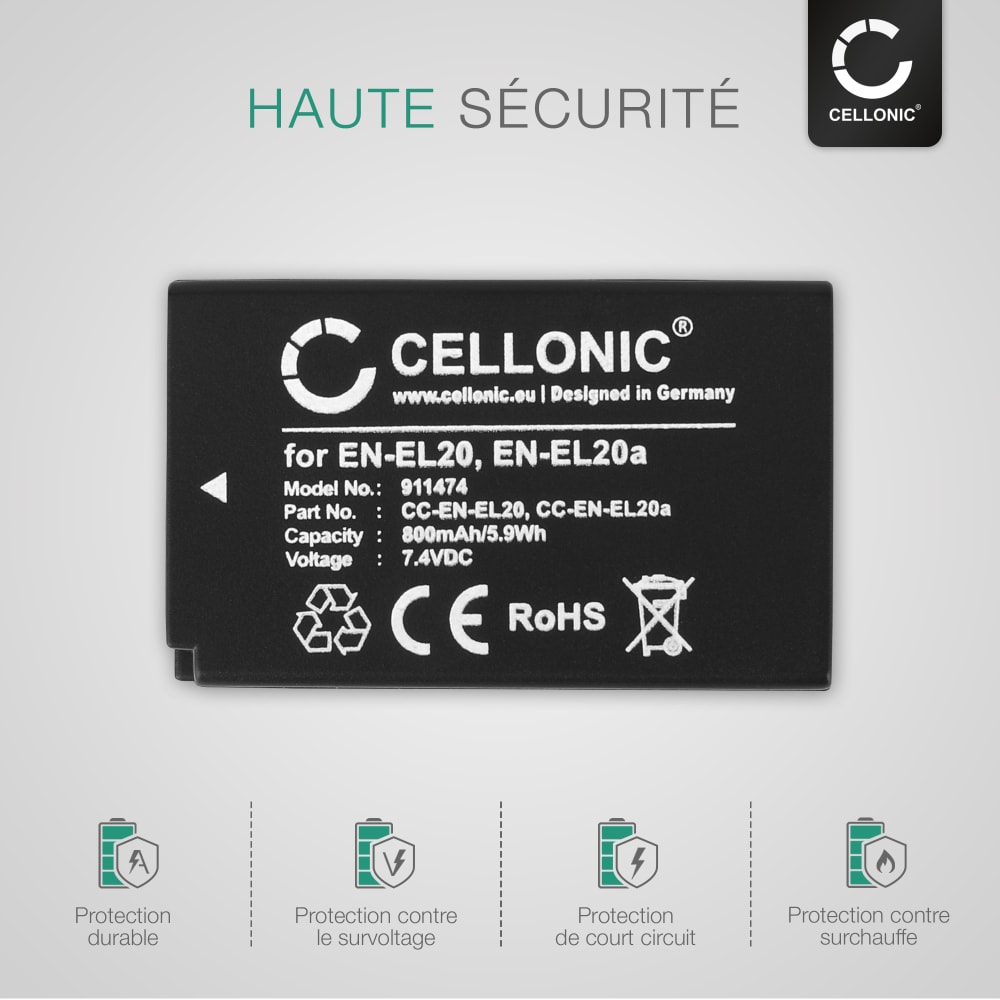 CELLONIC Akku Für Nikon Kamera - Kompatibel Mit CoolPix P1000, P950, EN-EL20a, 2 Stück + Ladegerät