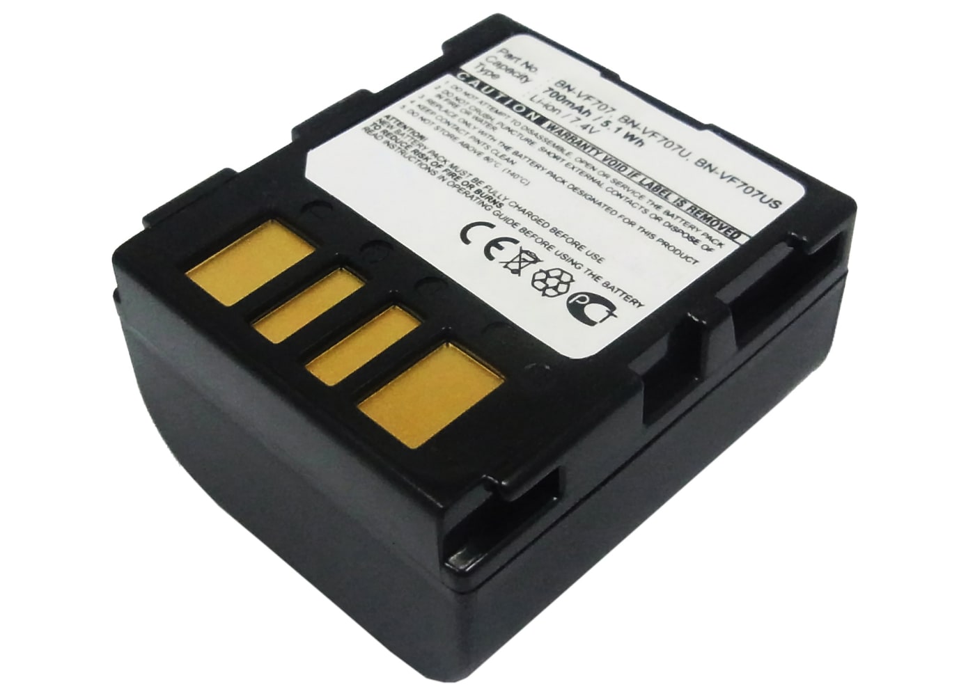 BN-VF707 Batteri för JVC GR-D239 -D240 -D245 -D270 -D325 -DF540 -DF565 -DF570 GZ-MG505 -MG20 -MG21 -MG77, 700mAh Kamera-ersättningsbatteri med lång batteritid