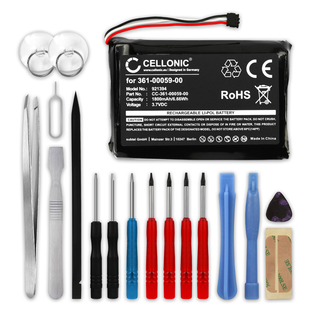 Batteri for Garmin Zumo 390LM, Zumo 350, Zumo 340 1800mAh + Verktøy fra CELLONIC