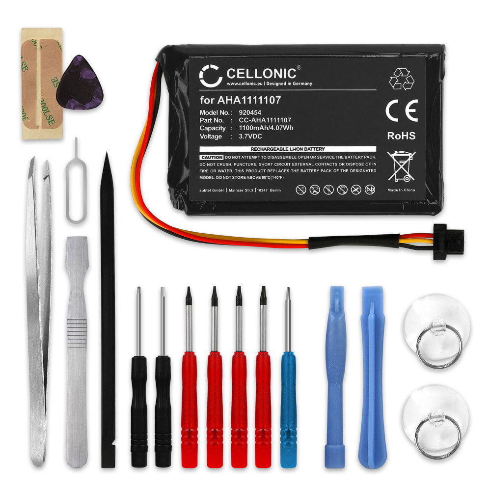 Batteri for TomTom Go 600, TomTom Go 610, TomTom GO 620, TomTom Go Essential 1100mAh + Verktøy fra CELLONIC