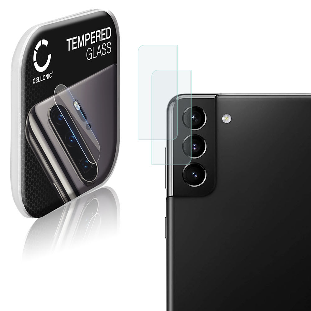 2x Vetrino protettivo CELLONIC® per lenti di fotocamera del telefono smartphone Samsung Galaxy S21 Plus (SM-G996) pellicola 9H 0,33mm Full Glue Trasparente