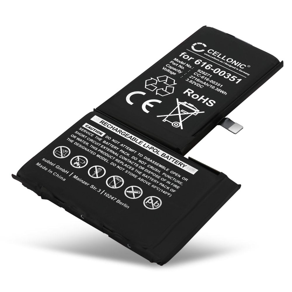 Batterij compatibel met Apple iPhone X - 616-00351 2716mAh vervangende accu reservebatterij extra energie