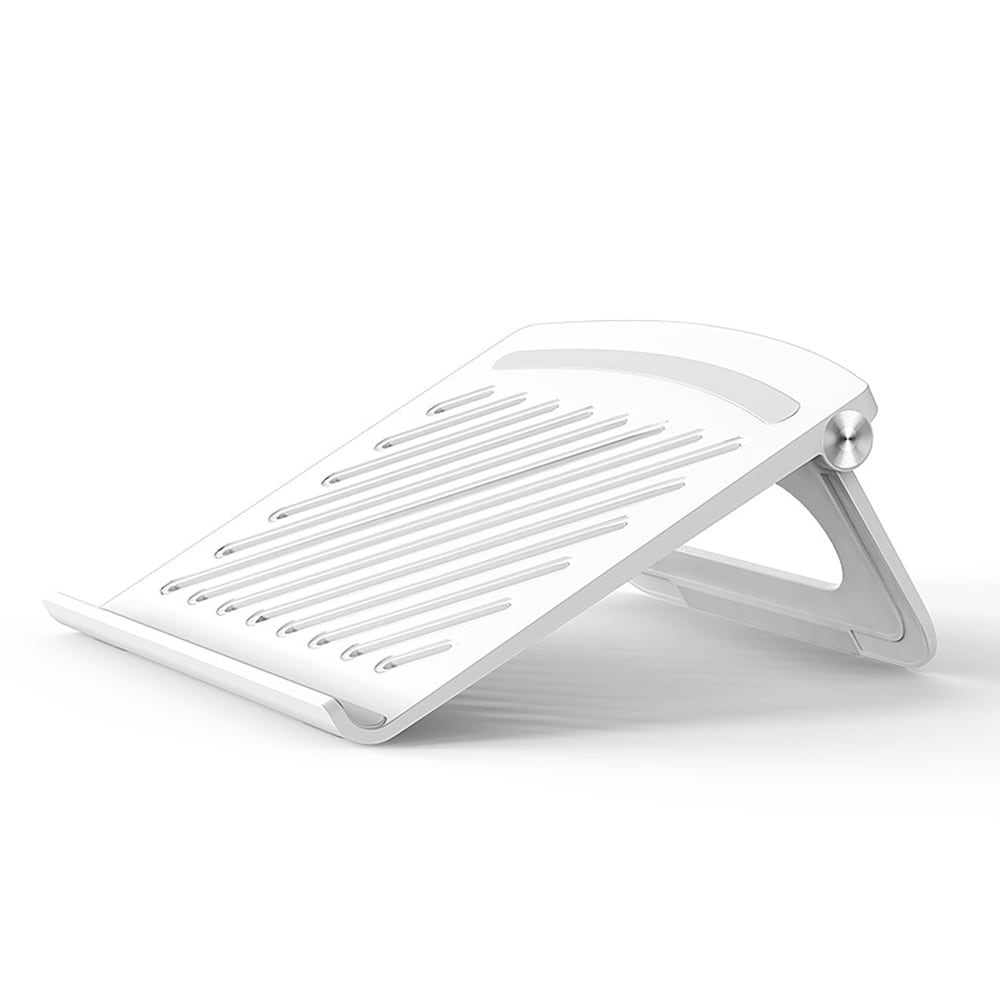 Universelt laptopstativ – Justerbart, lett, ergonomisk, kjølende, bærbart datamaskinholder - Ventilert, sammenleggbart notatbokstativ for arbeid, skrivebord, bord – Hvit