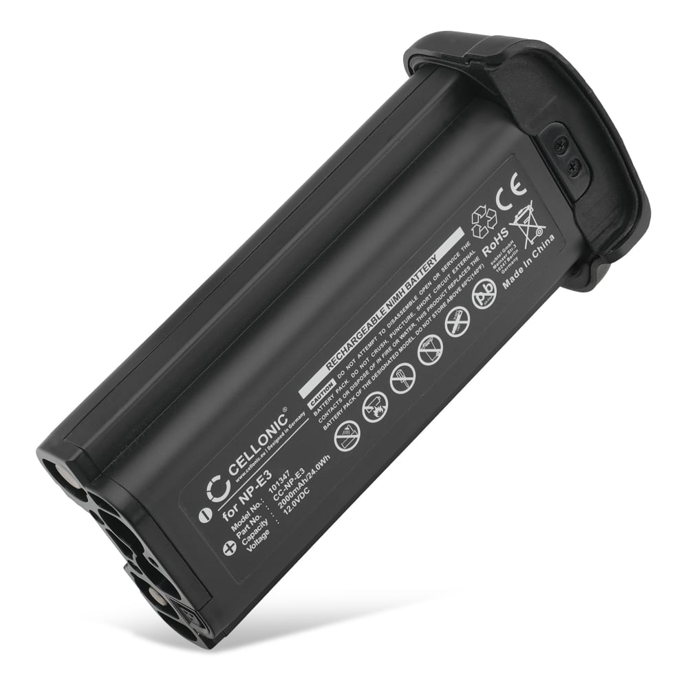 Batterie 2000mAh pour appareil photo Canon EOS EOS 1D, EOS 1D Mark II N, EOS 1Ds - Remplacement modèle NP-E3 NP-E3