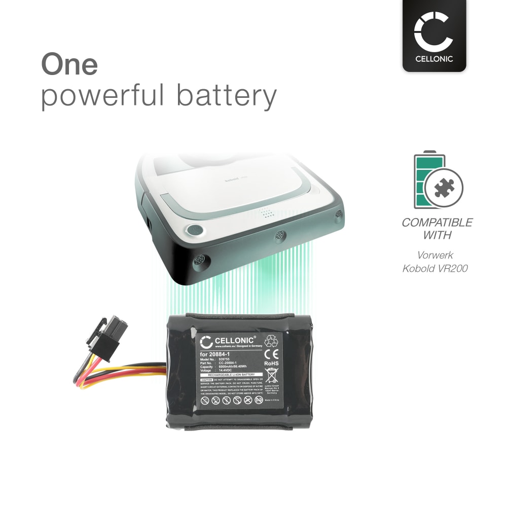 6000mAh Akku Für Vorwerk Kobold VR200 – Ersatzakku Lithium-Ionen, 14.4V