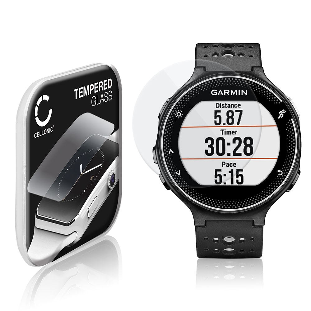 Screenprotector compatibel met Garmin Forerunner 235 smartwatch (2.5D, 9H, 0,30mm, Full Glue) fitness