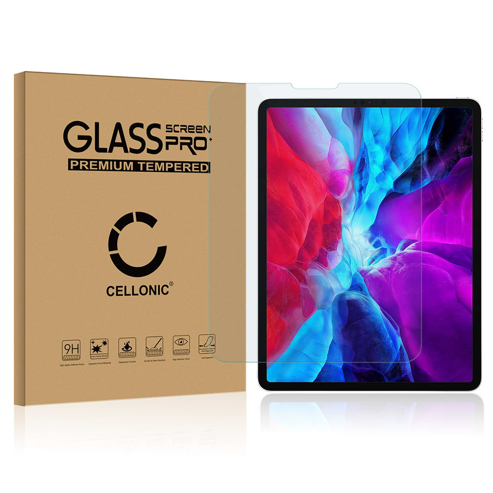 Vetrino protettivo 9H CELLONIC® per tablet iPad 12,9 2020 (A2229 / A2233), (3D Case-friendly Screen protector 0,33mm Full Glue), colore Trasparente, pellicola salva-schermo anche per e-reader
