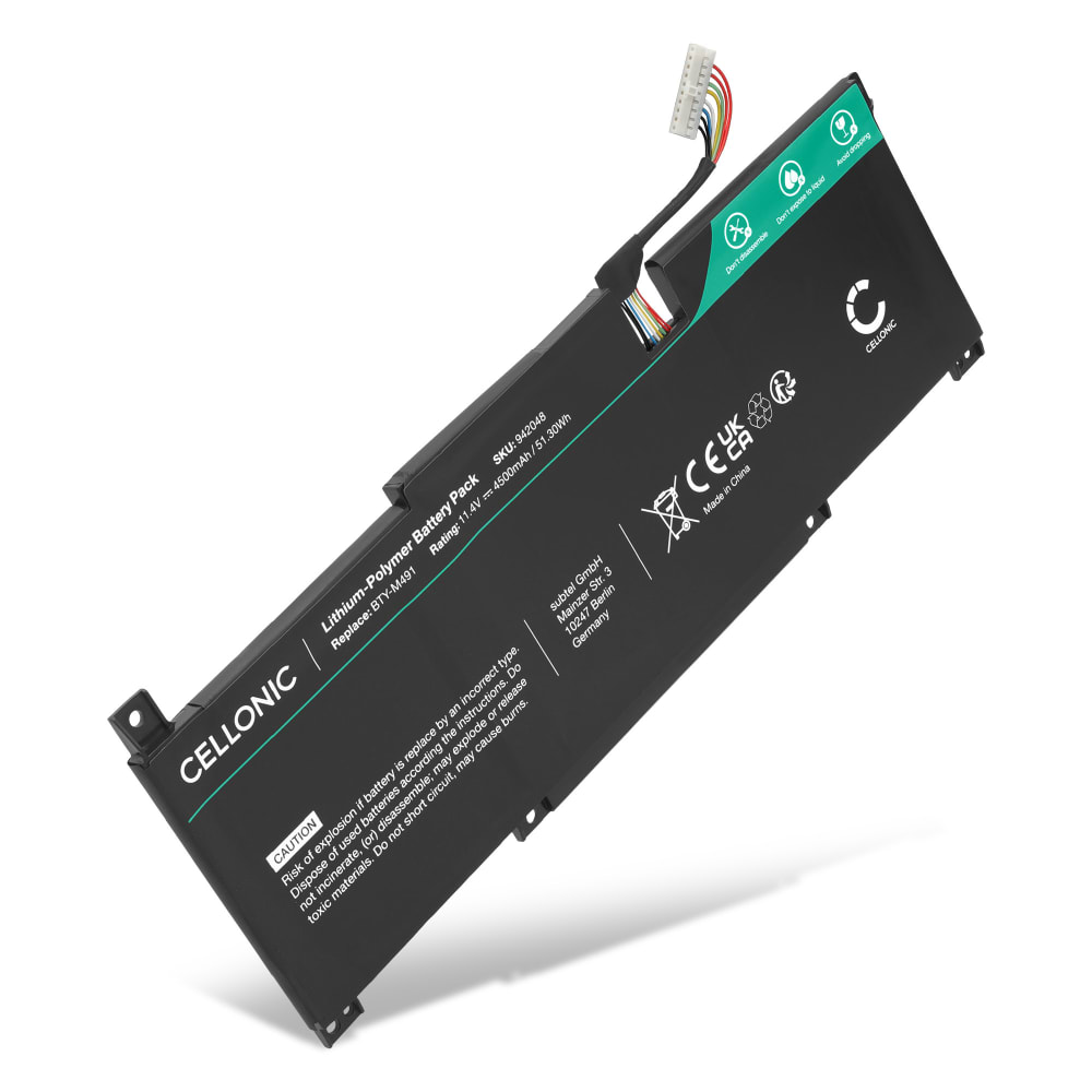 1x Batteri for MSI Modern 15 A5M, Modern 15 B11M, Stealth 15M A11SDK, MSI BTY-M491 4500mAh 11.4V fra CELLONIC