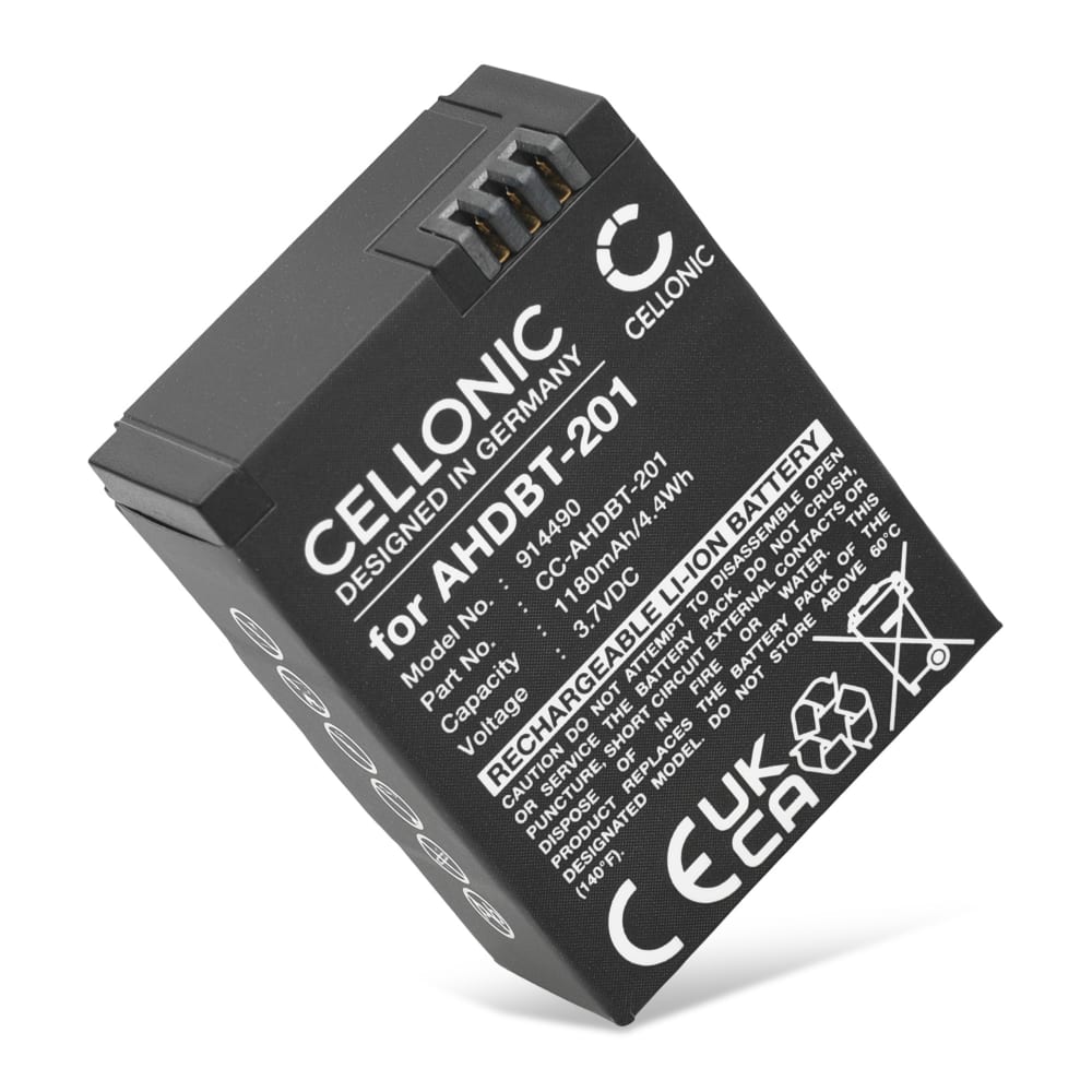 AHDBT-302 Battery for GoPro Hero 3 Hero 3 White Hero 3 Black Hero 3 Silver Hero 3 + Hero 3+ Hero 3 Plus Go Pro AHDBT-301 / AHDBT-201 Action Camera Battery Replacement - 1180mAh