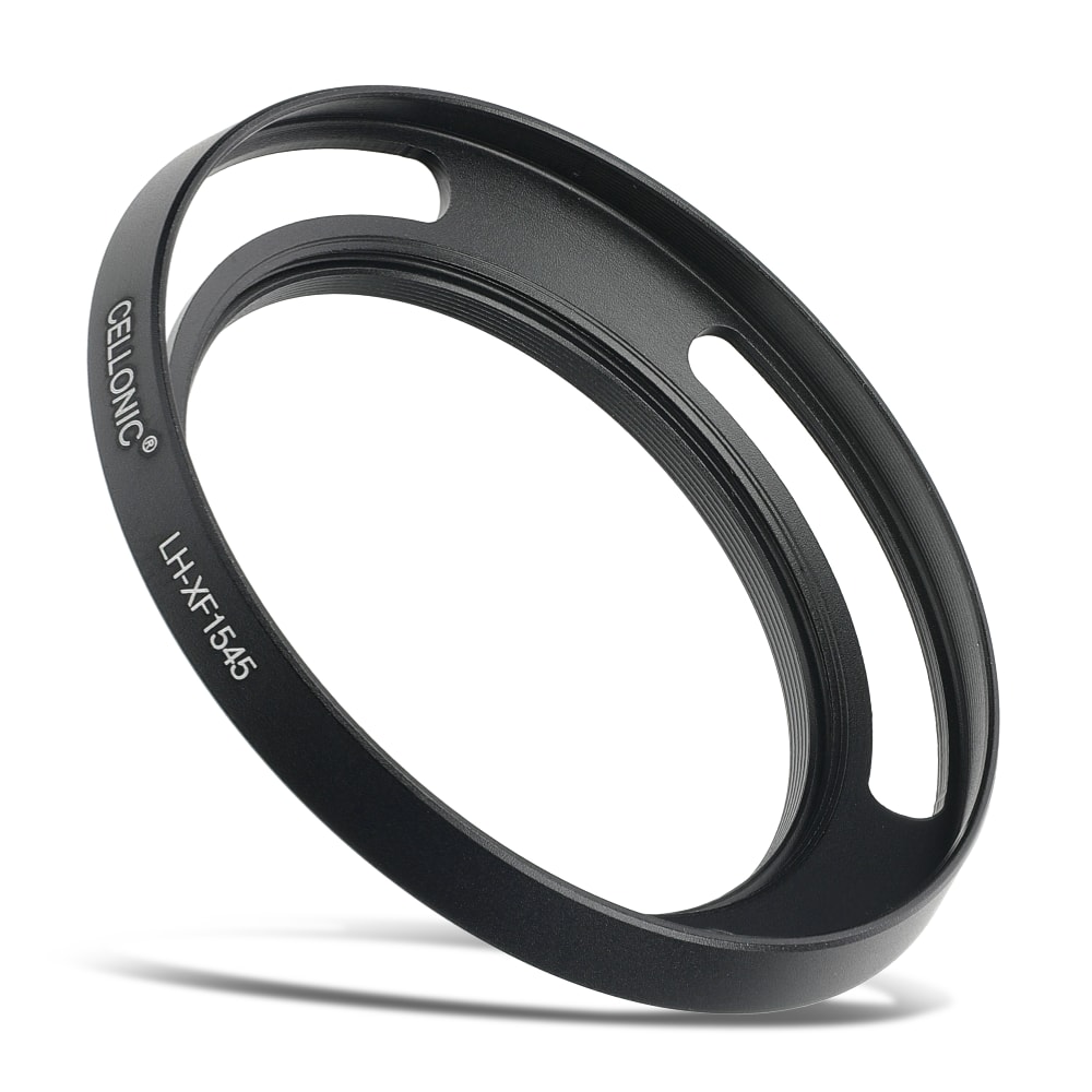 LH-XF1545 Kamera Motljusskydd för Fuji Fujinon XC 15-45mm F3.5-5.6 OIS PZ – Metall filtergänga cylinder / rund / tub Motljusskydd från CELLONIC