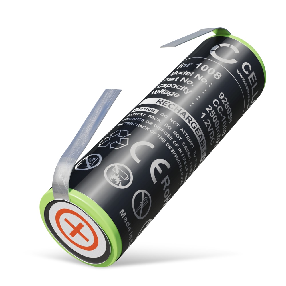 Batteria per Braun 1509, 3020, 4520, 5414, 5424, 6520, 6550, 7570, 8595, 8995 (Ø14,5mm) - (2500mAh) batteria di ricambio