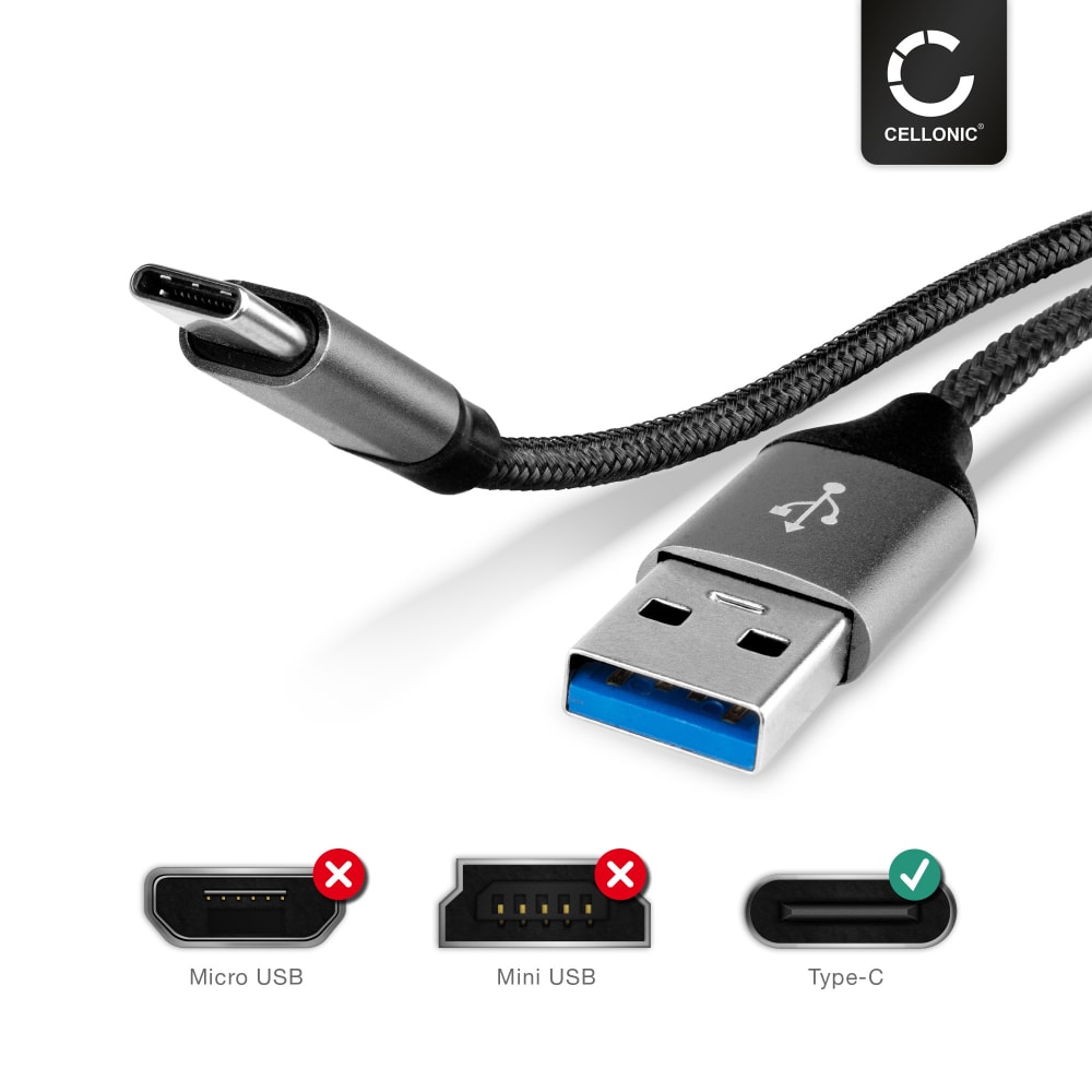 CELLONIC Cavo USB 2m compatibile con Canon EOS 1D X III, M6 II, EOS Rp R Ra, PowerShot G5 X II G7 X III Filo carica 3A Cavetto dati USB A 3.1 Gen 1 PVC nero, per fotocamera