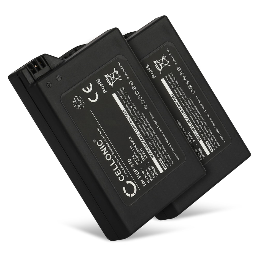2x Batteri for Sony PSP 1 (PSP-1000, 1001, 1002, 1003, 1004, 1005, 1006, 1007, 1008, 1010) PSP Fat 1800mAh fra CELLONIC