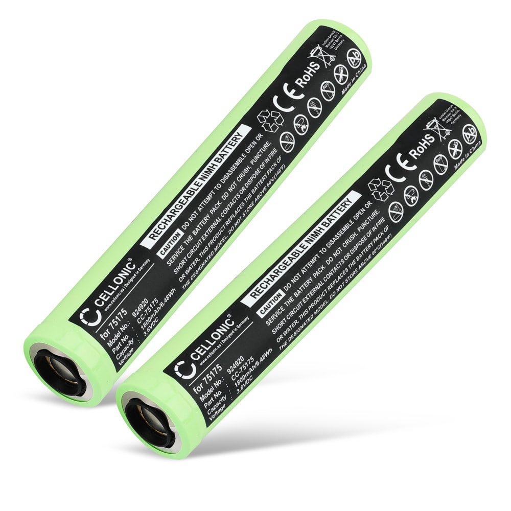 2x Bateria Streamlight 1800mAh - , Batería recargable para Streamlight Stinger / 76909 / 76606 / 76500 / 75301 / 75175 | Peli M9