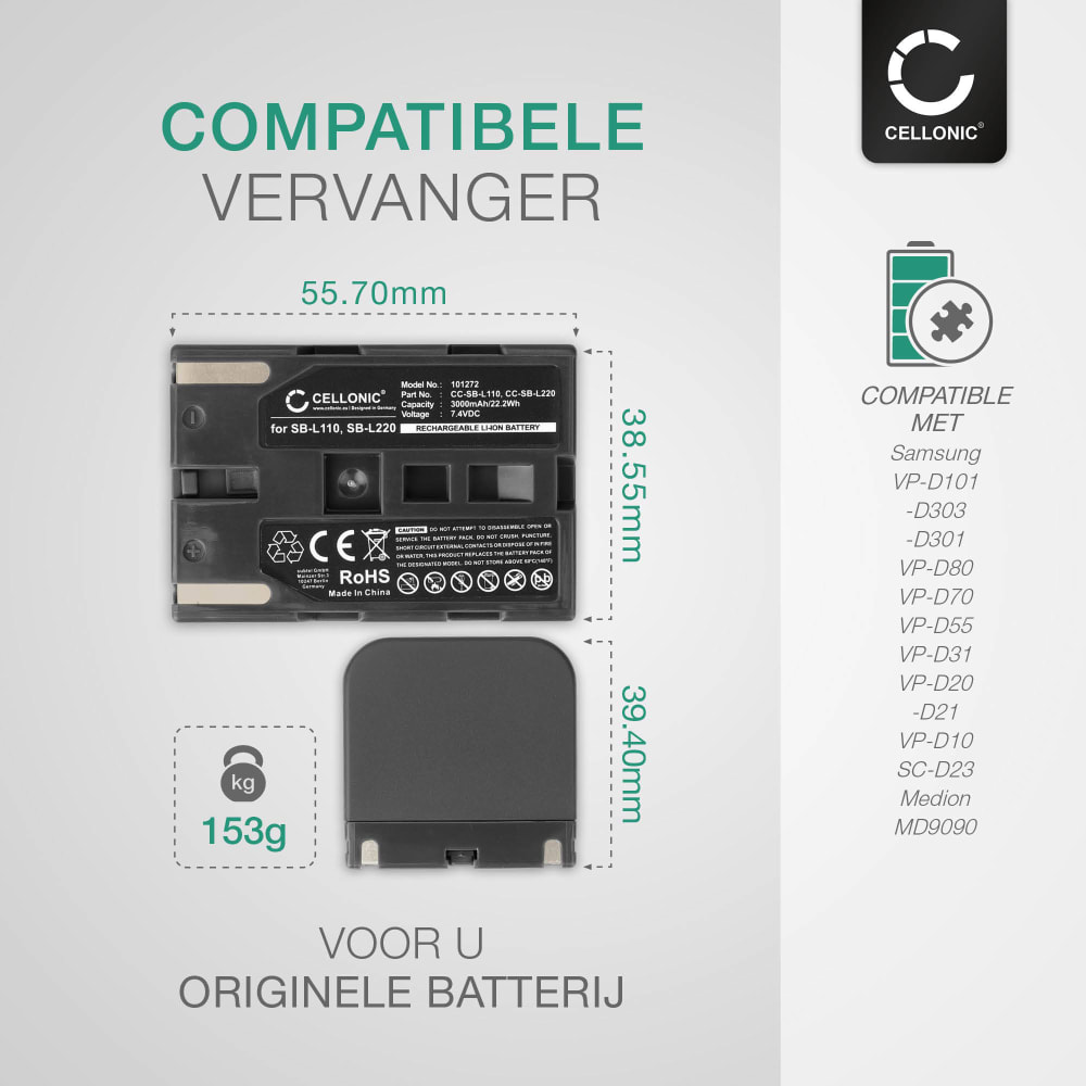 Caricabatterie Da Parete/Auto Per Batterie SB-L110/SB-L220/SB-L480/SB-L360 – Ricarica Singola Con Indicatore LED, Adattatore Auto Incluso