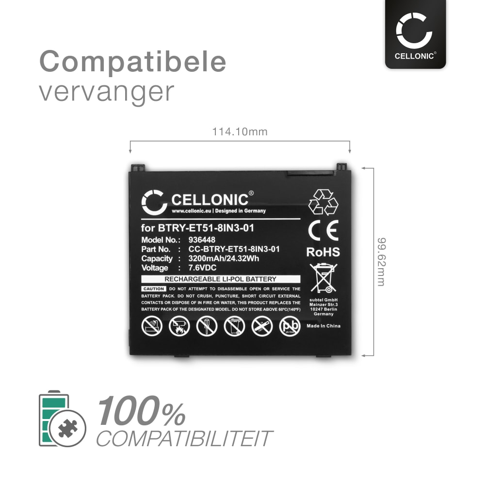 BTRYET518IN301, BTRYET5X8IN301 accu Zebra ET51, ET56, ET51AEW12E