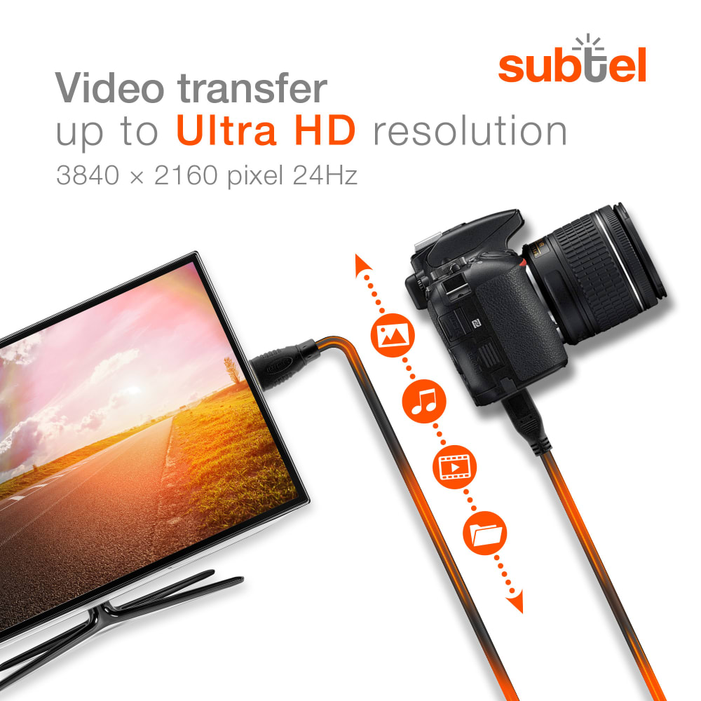 Micro HDMI Type D Kabel 3m för TV, Camera, DVD / Bluray Player, Gaming