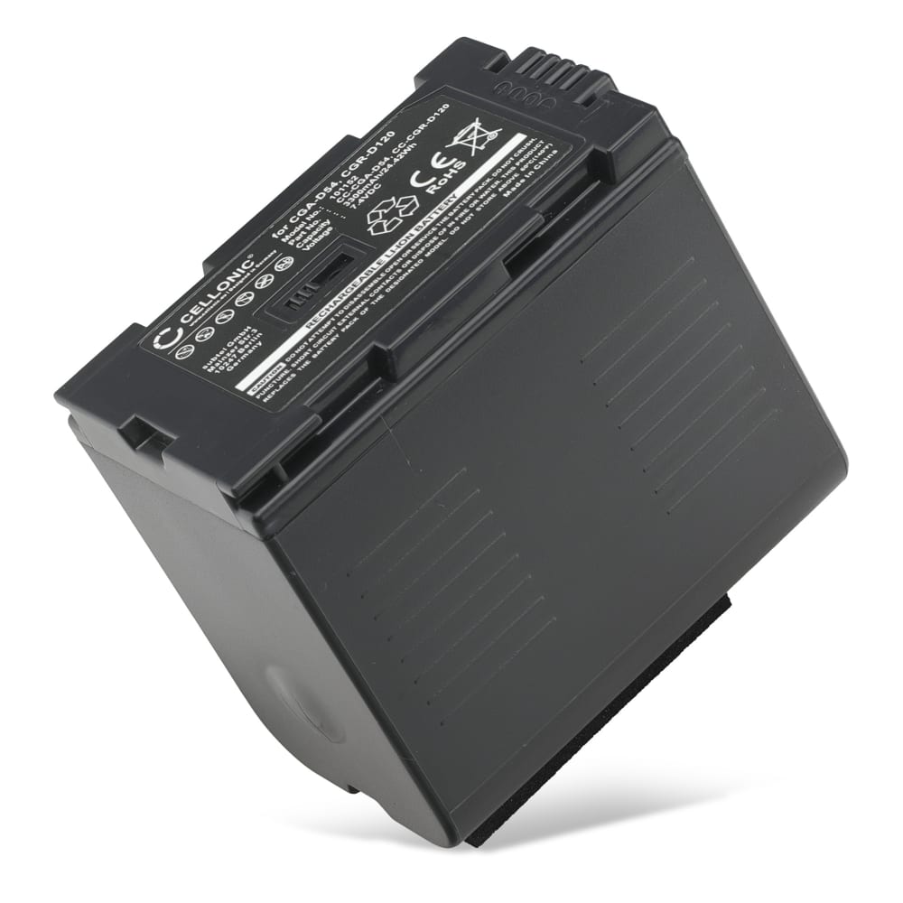 Batteri for Panasonic NV-GX7, AG-AC90, AG-DVX100, NV-DA1, NV-MX500, NV-DS60, NV-GS1, GS11, PV-DV100 CGA-D54 CGR-D120 -D220 (3300mAh, 7.4V) fra CELLONIC