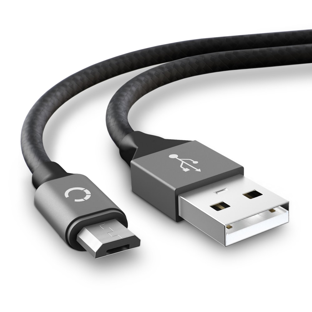 Câble Micro USB 2m pour montre Polar M400 / A370 / A360 / RC3 transfert de données et charge 2A gris en Nylon